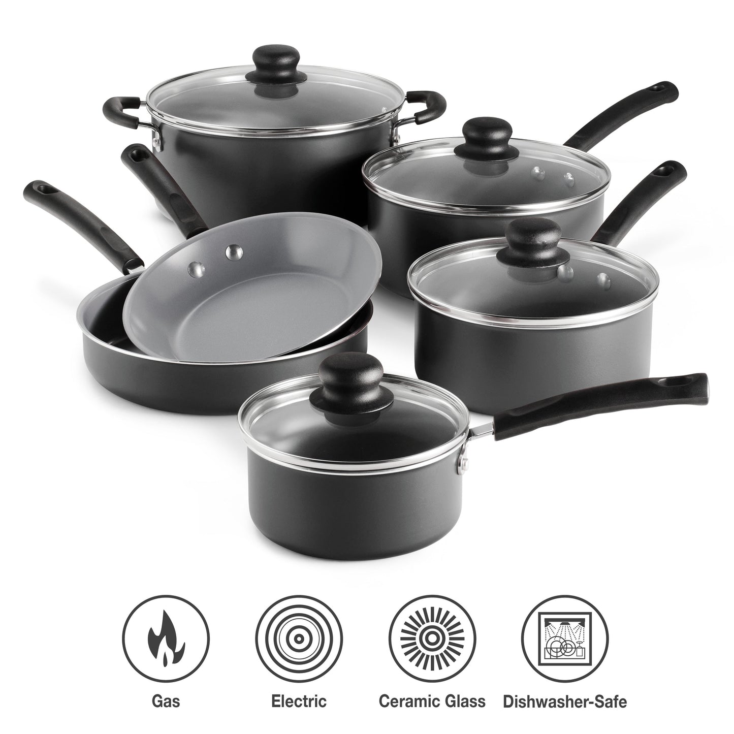 Tramontina 10-Piece Ceramic Nonstick Cookware Set - Steel Gray