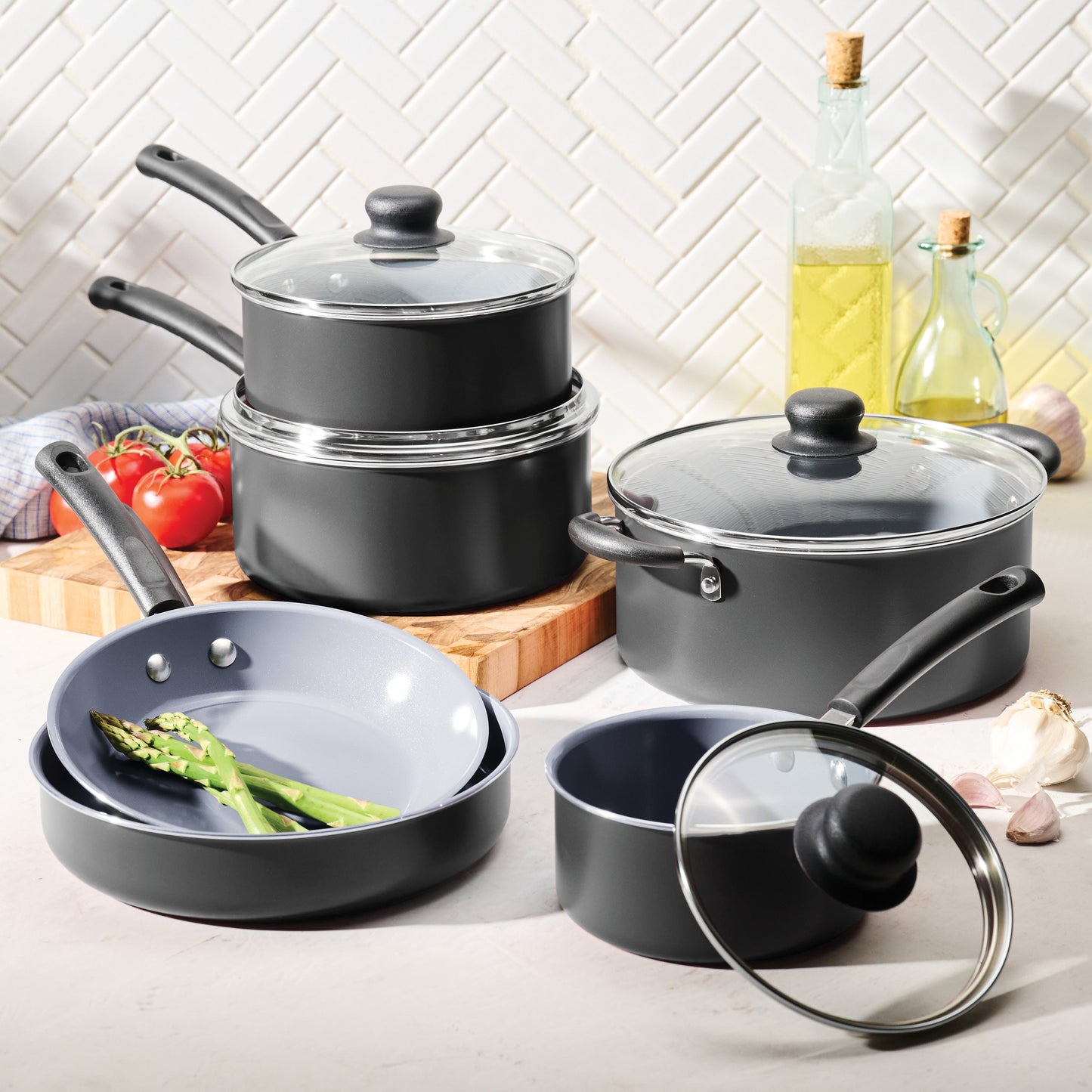 Tramontina 10-Piece Ceramic Nonstick Cookware Set - Steel Gray