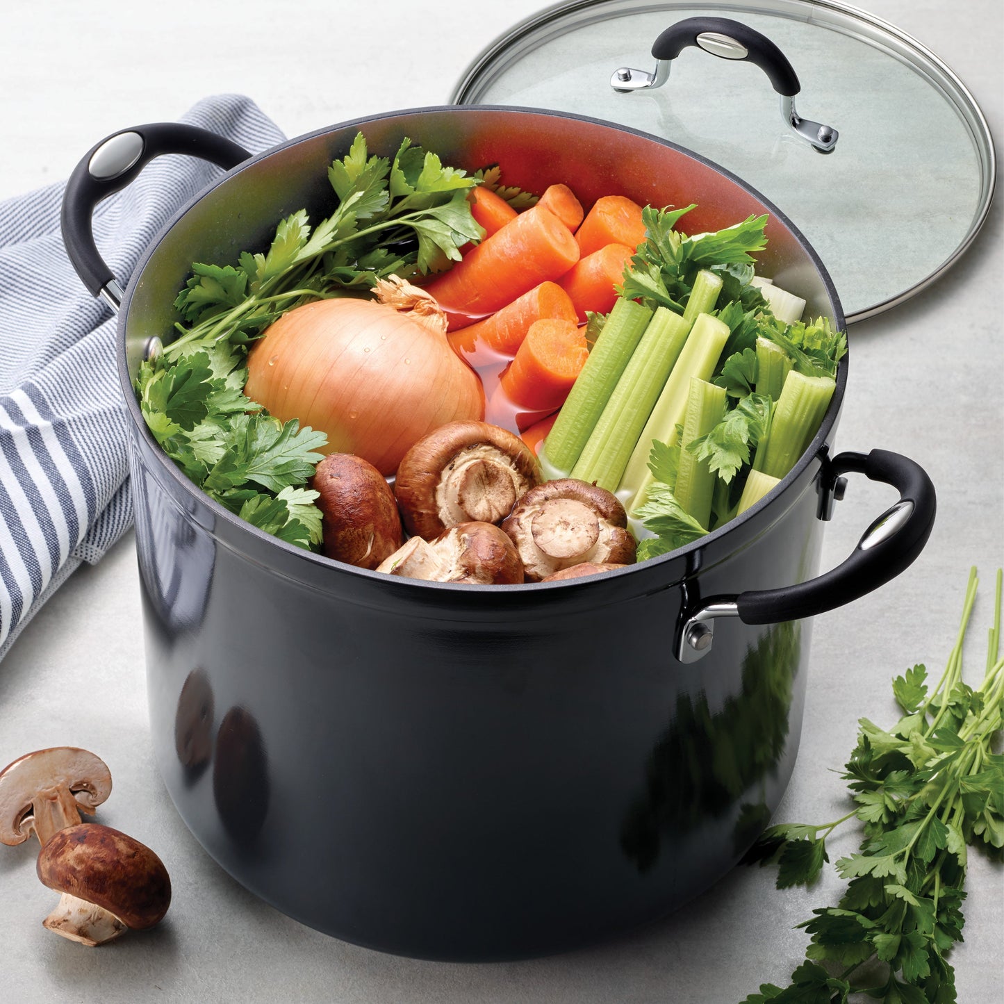 Tramontina 12-Quart Ceramic Nonstick Covered Stock Pot - Charcoal Gray