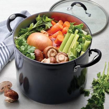 Tramontina 12-Quart Ceramic Nonstick Covered Stock Pot - Charcoal Gray