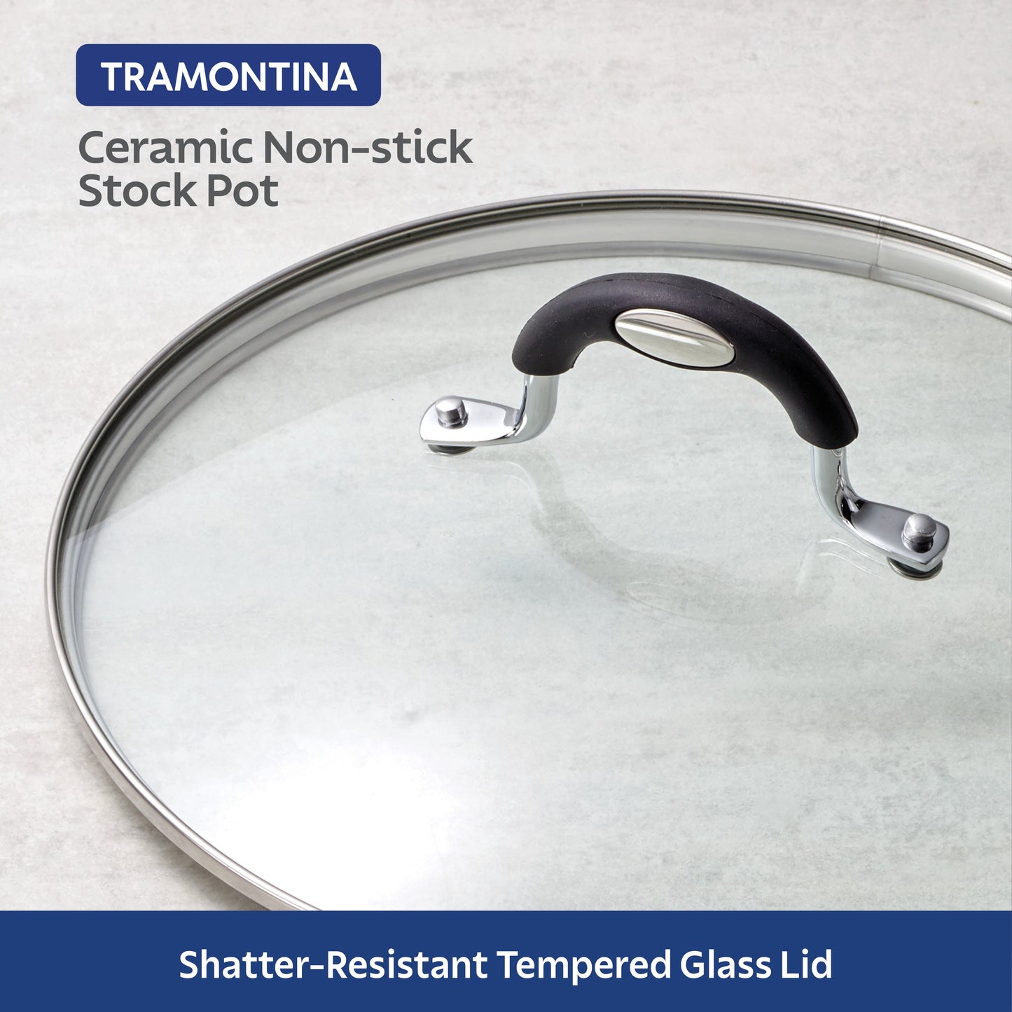 Tramontina 12-Quart Ceramic Nonstick Covered Stock Pot - Charcoal Gray