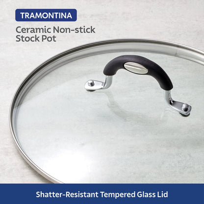 Tramontina 12-Quart Ceramic Nonstick Covered Stock Pot - Charcoal Gray