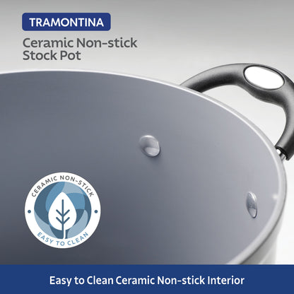 Tramontina 12-Quart Ceramic Nonstick Covered Stock Pot - Charcoal Gray