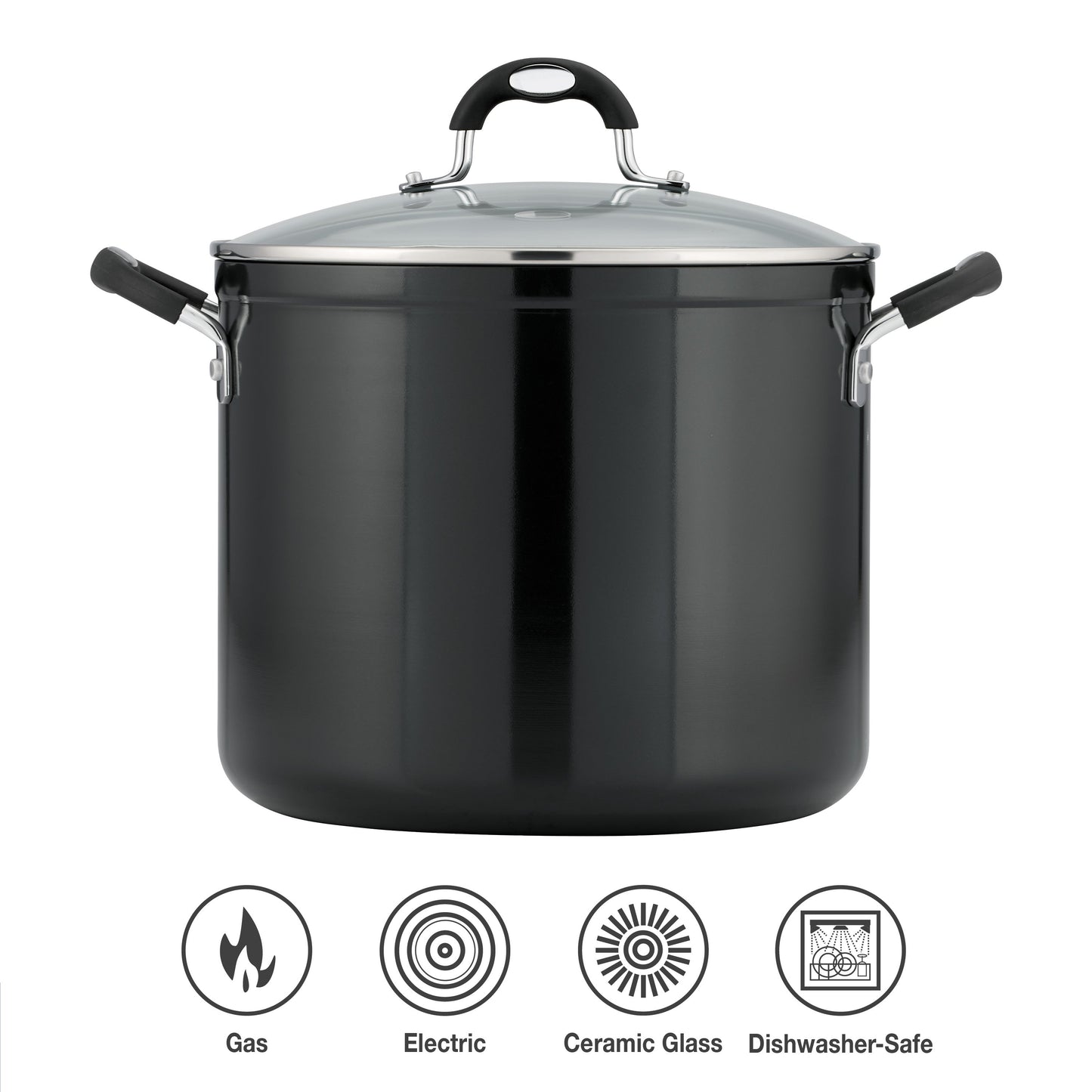 Tramontina 12-Quart Ceramic Nonstick Covered Stock Pot - Charcoal Gray