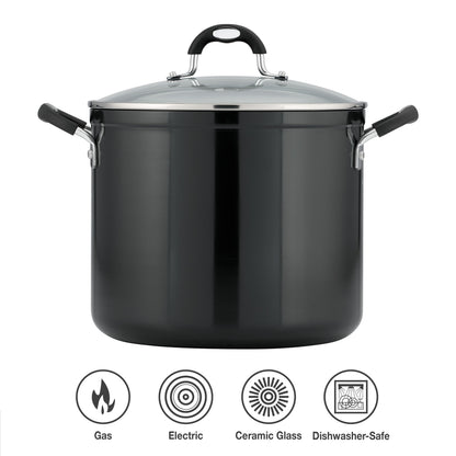 Tramontina 12-Quart Ceramic Nonstick Covered Stock Pot - Charcoal Gray