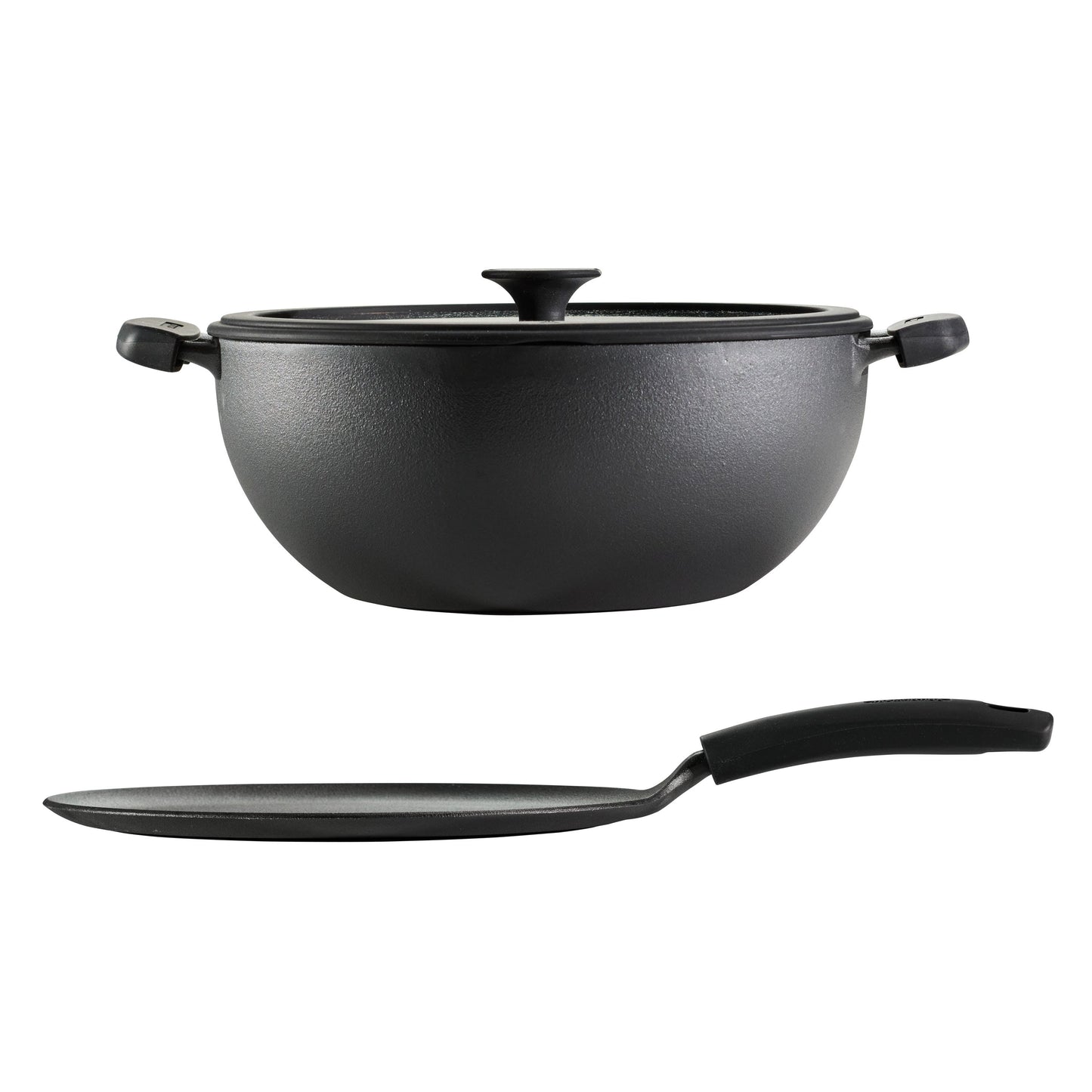 Tramontina Pre-Seasoned Cast Iron Cookware Set – 7 Qt Deep Kadai & 11" Flat Tawa