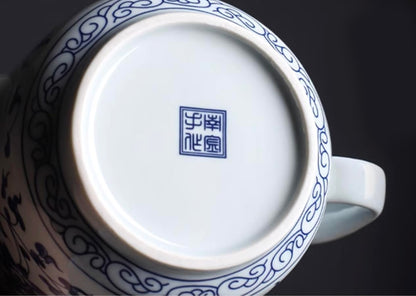 Classic Blue & White Porcelain Teapot 28oz - Perfect for Tea Parties