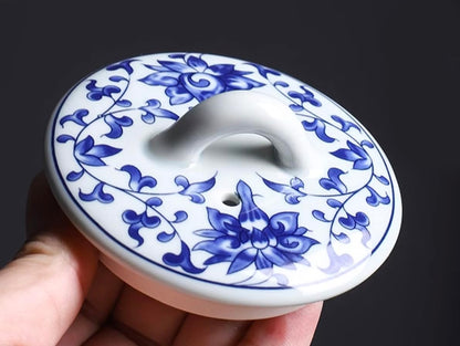 Classic Blue & White Porcelain Teapot 28oz - Perfect for Tea Parties