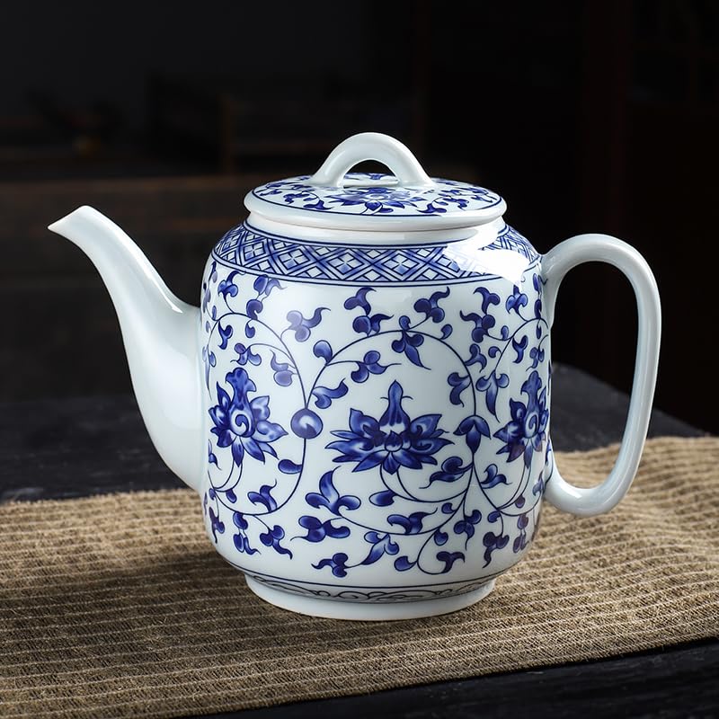 Classic Blue & White Porcelain Teapot 28oz - Perfect for Tea Parties