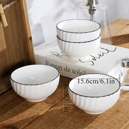 Modern White Ceramic Bowls Set of 4 - 700ml Versatile Serving Bowls
