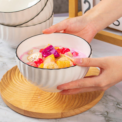 Modern White Ceramic Bowls Set of 4 - 700ml Versatile Serving Bowls