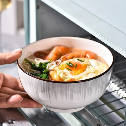 Elegant White Ceramic Bowls Set of 4 - 700ml All-Purpose Dinnerware