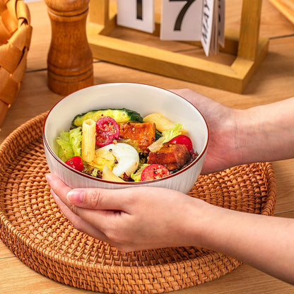 Elegant White Ceramic Bowls Set of 4 - 700ml All-Purpose Dinnerware