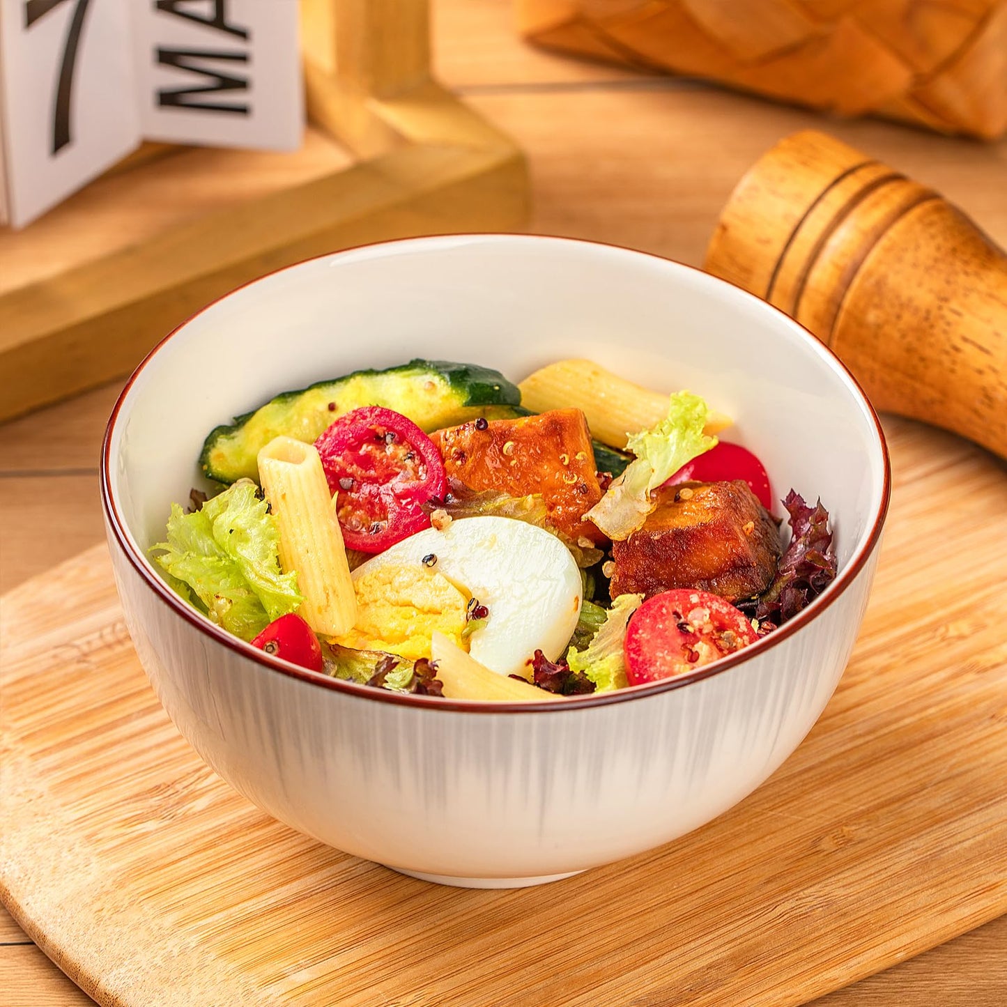 Elegant White Ceramic Bowls Set of 4 - 700ml All-Purpose Dinnerware