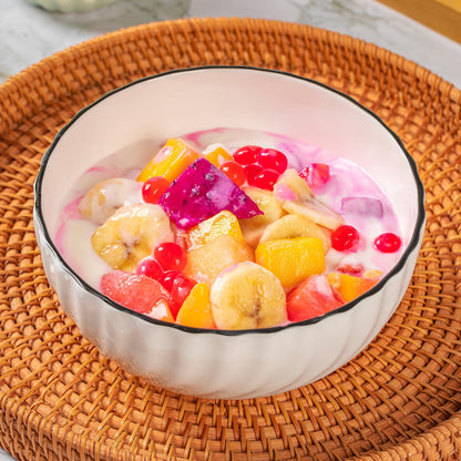 Modern White Ceramic Bowls Set of 4 - 700ml Versatile Serving Bowls